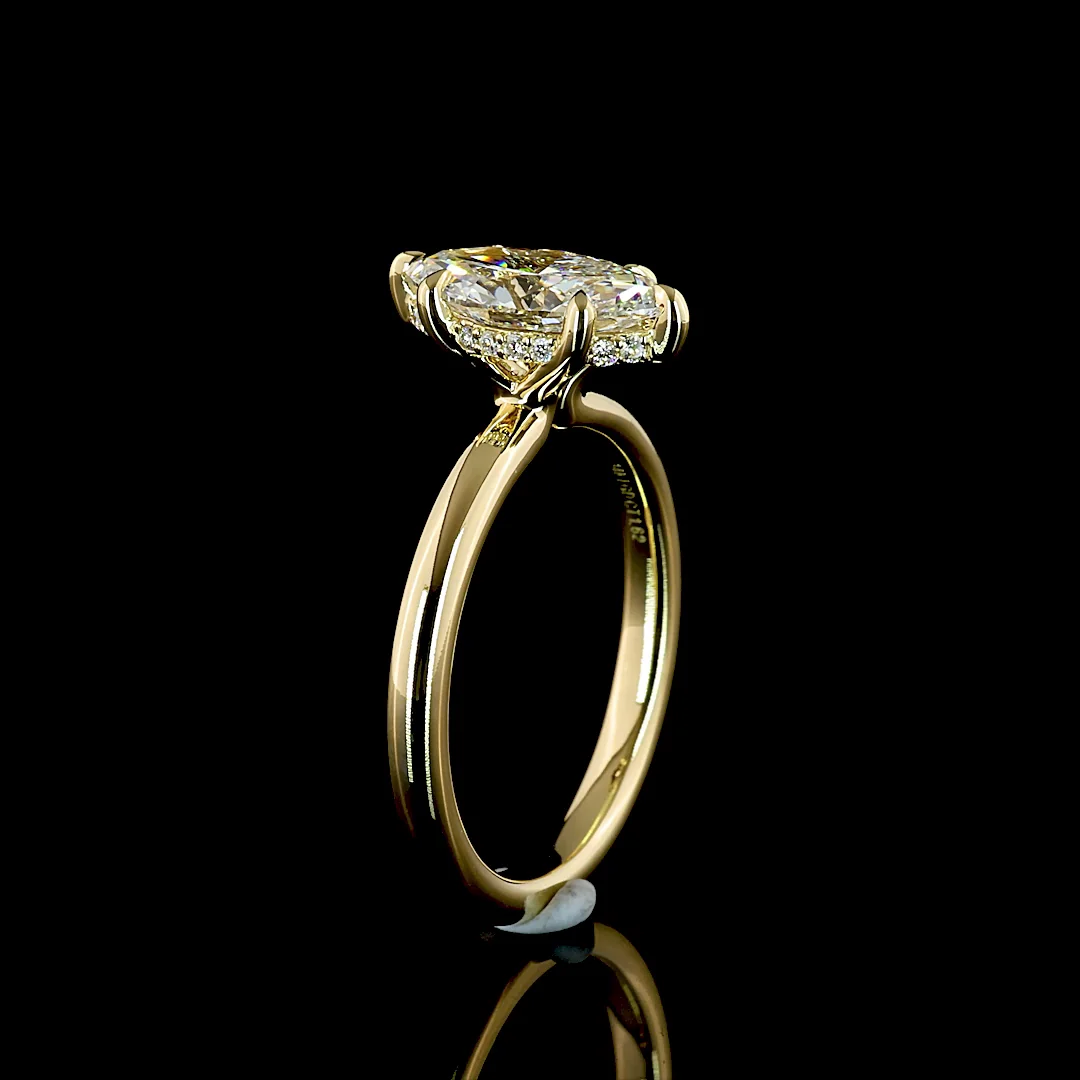 1.57 Cts 14k Yellow Gold Marquise Shape Hidden Halo Ring - Image 4