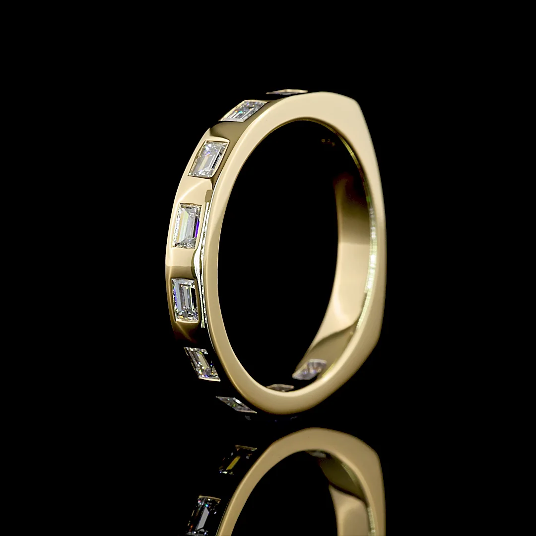 0.44 Cts 14k Yellow Gold Baguette Shape 3/4 Band Eternity Band - Image 4