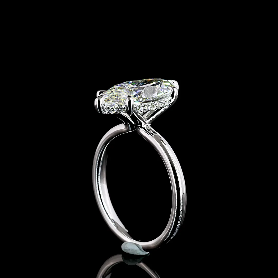 4.25 Cts 14k White Gold Marquise Shape Hidden Halo Ring - Image 2
