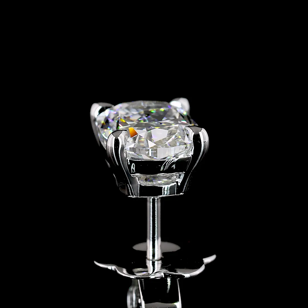 2.46 Cts 14k White Gold Cushion Brilliant Shape Studs Earring - Image 4