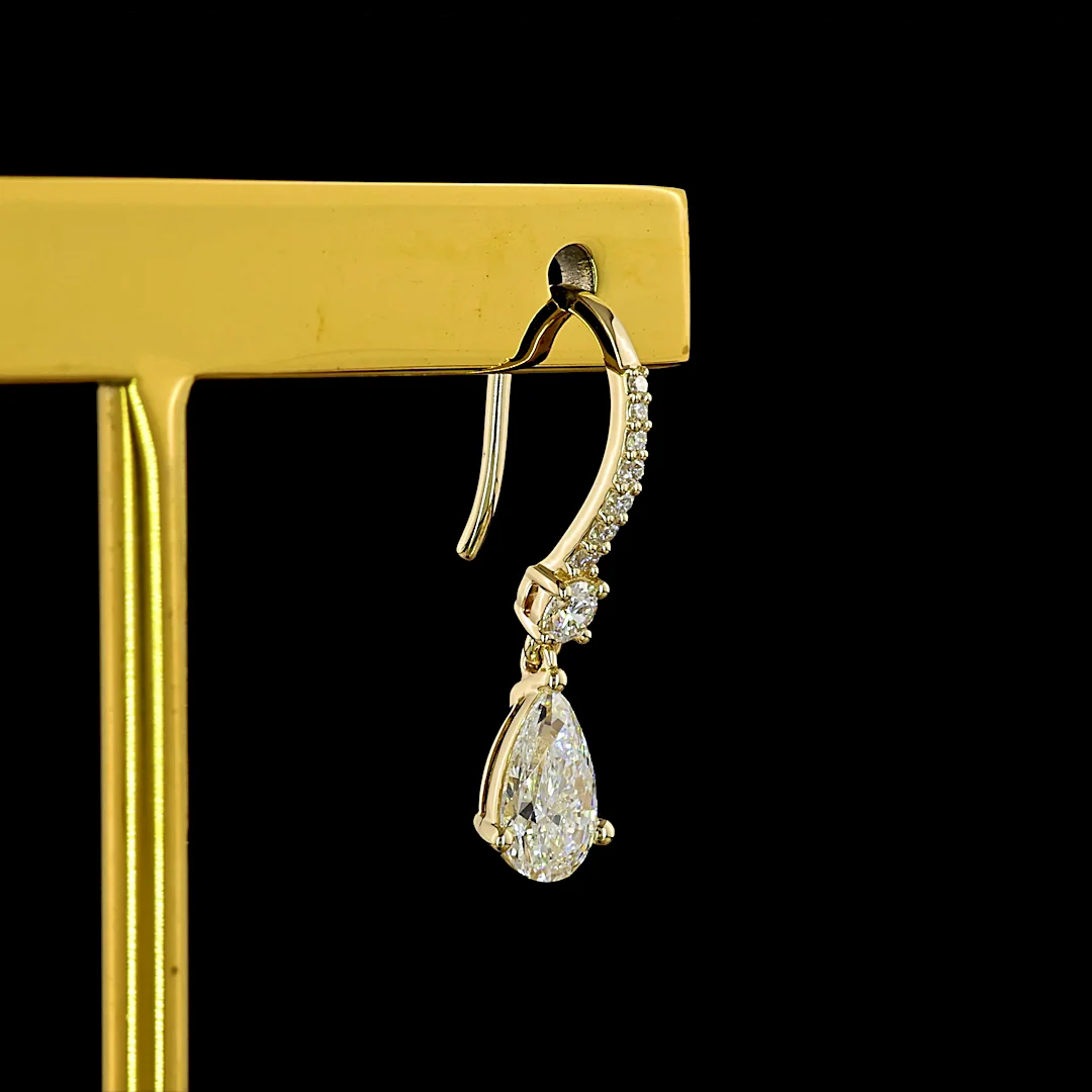 1.13 Cts 14k Yellow Gold Mix Shape Hanging Earring - Image 4