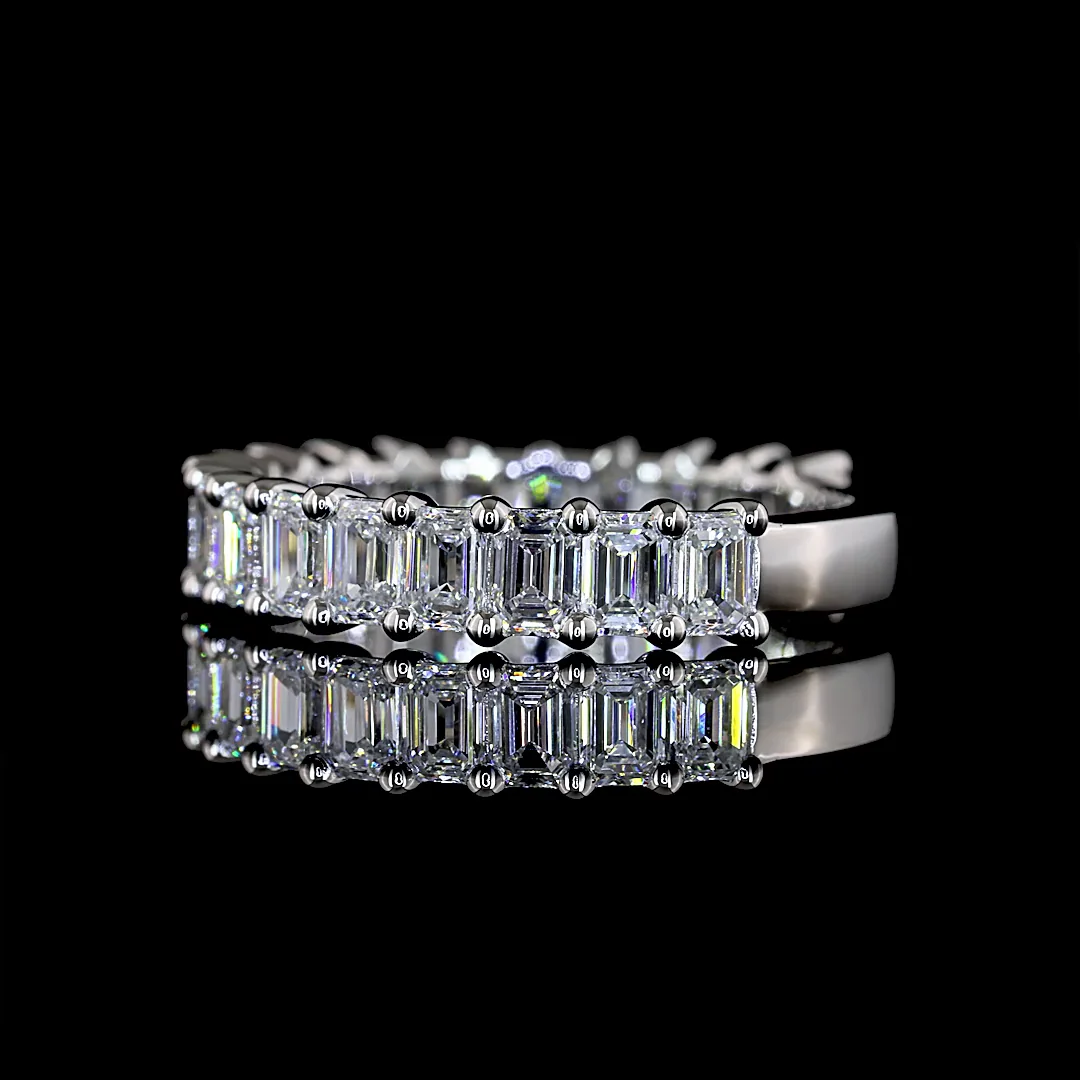 1.83 Cts Platinum Emerald Shape 3/4 Band Eternity Band - Image 2