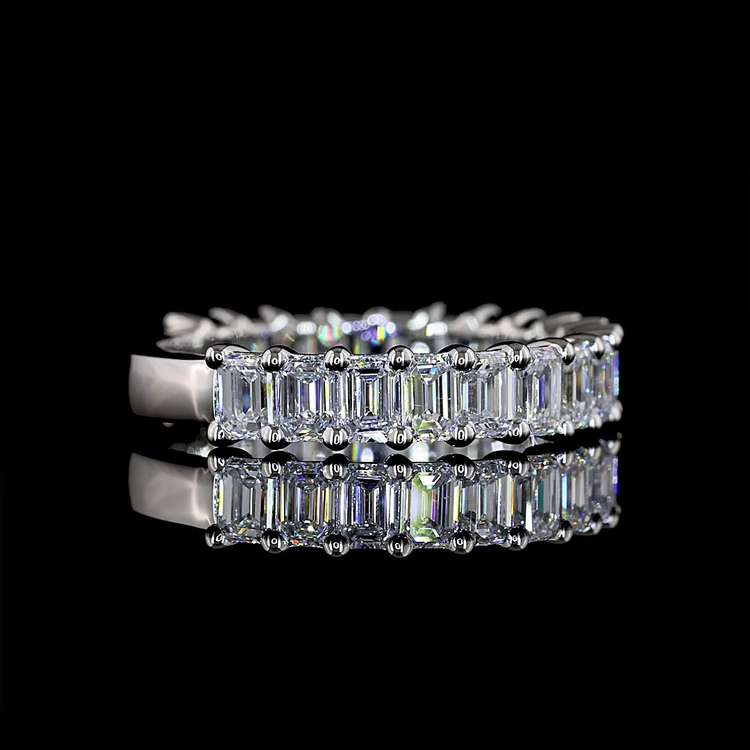 1.83 Cts Platinum Emerald Shape 3/4 Band Eternity Band - Image 3