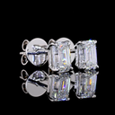 1.05 Cts 14k White Gold Emerald Shape Studs Earring - Image 2