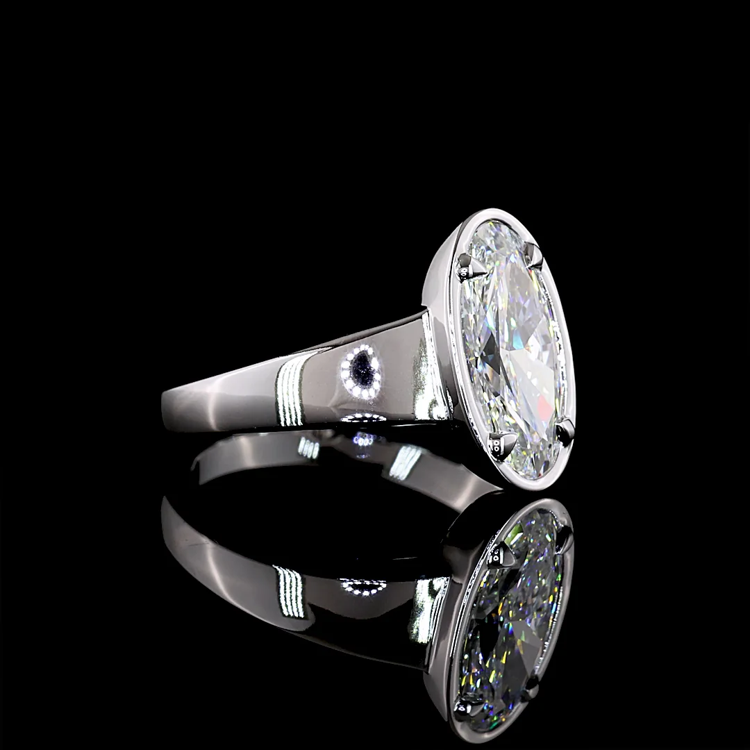 2.14 Cts 14k White Gold Oval Shape Solitaire Ring - Image 2
