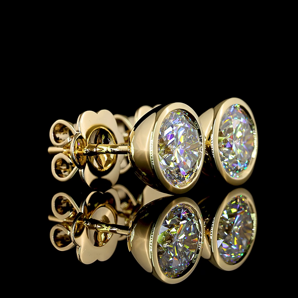 2.04 Cts 14k Yellow Gold Round Shape Studs Earring - Image 3