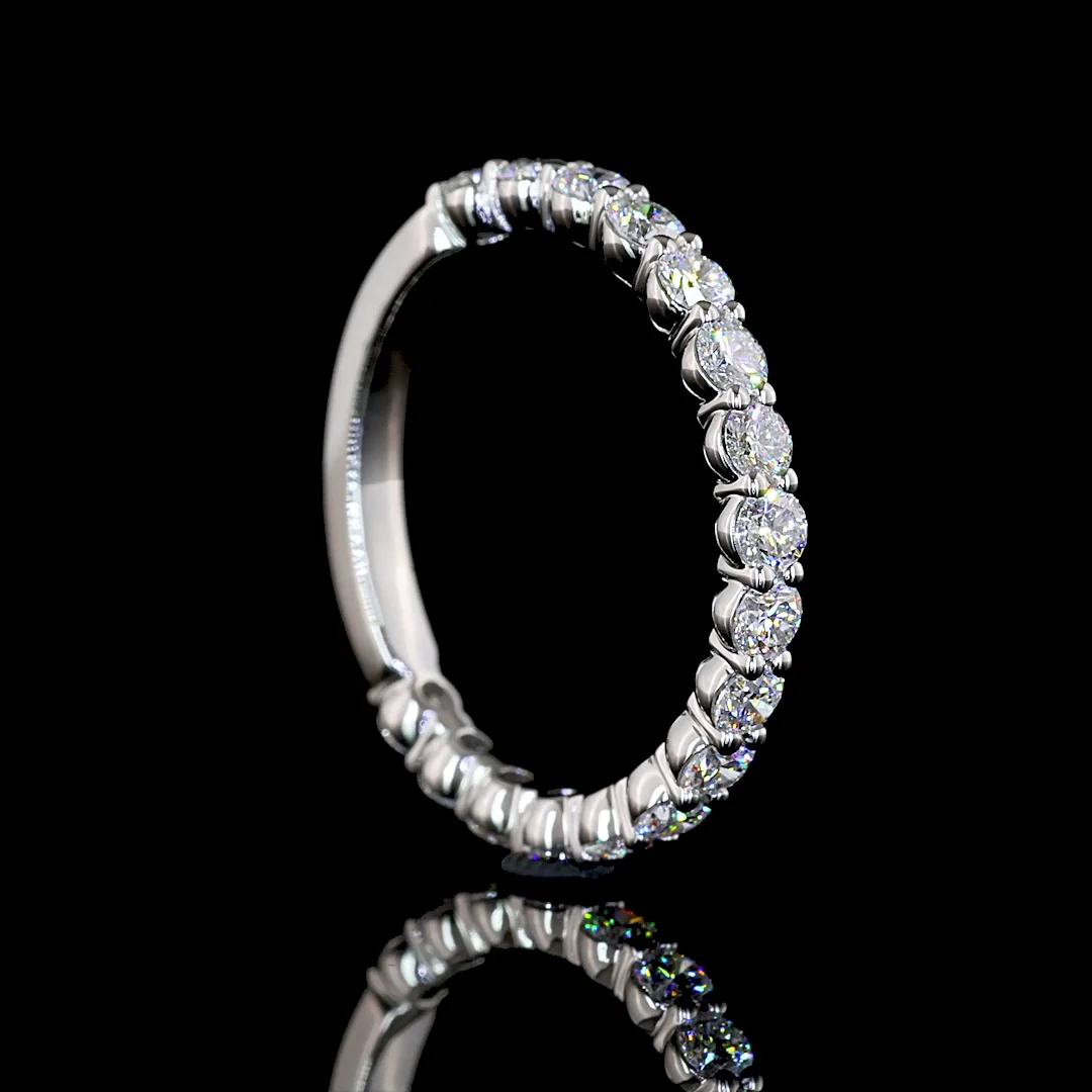 0.9 Cts Platinum Round Shape 3/4 Band Eternity Band - Image 2