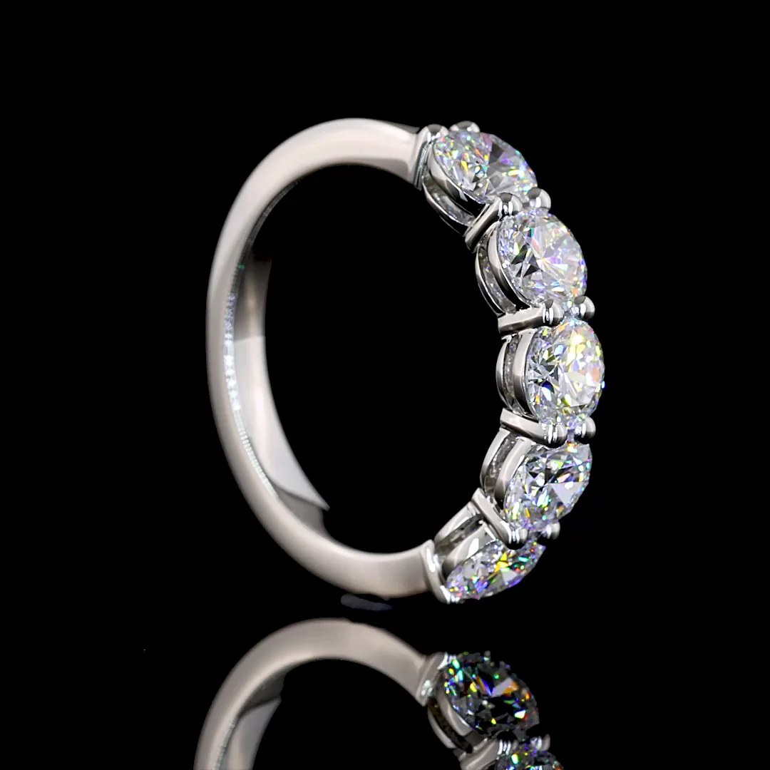 1.94 Cts Platinum Round Shape 5 Stones Eternity Band - Image 2