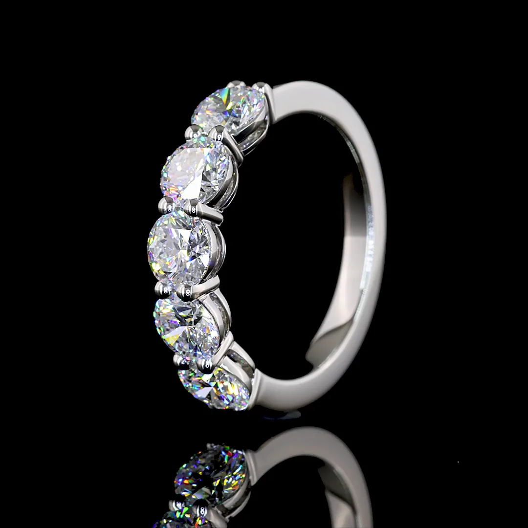 1.94 Cts Platinum Round Shape 5 Stones Eternity Band - Image 4