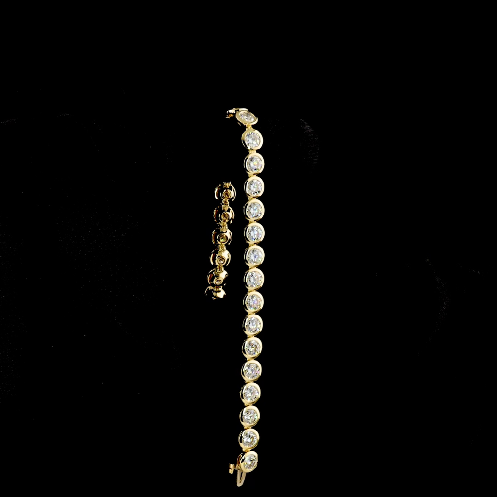 14.72 Cts 14k Yellow Gold Round Shape Tennis Bracelet - Image 3