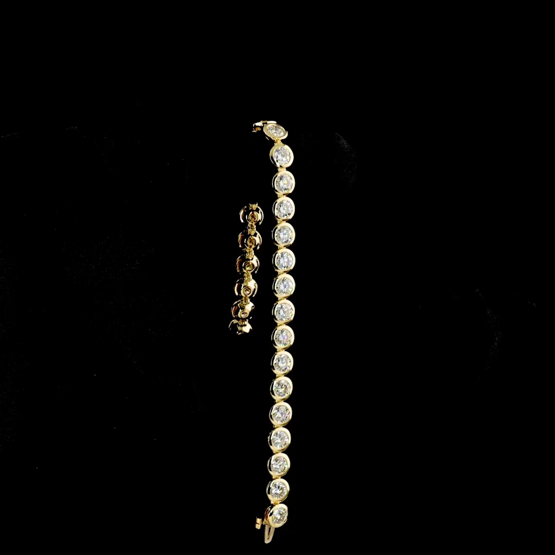 14.72 Cts 14k Yellow Gold Round Shape Tennis Bracelet - Image 3