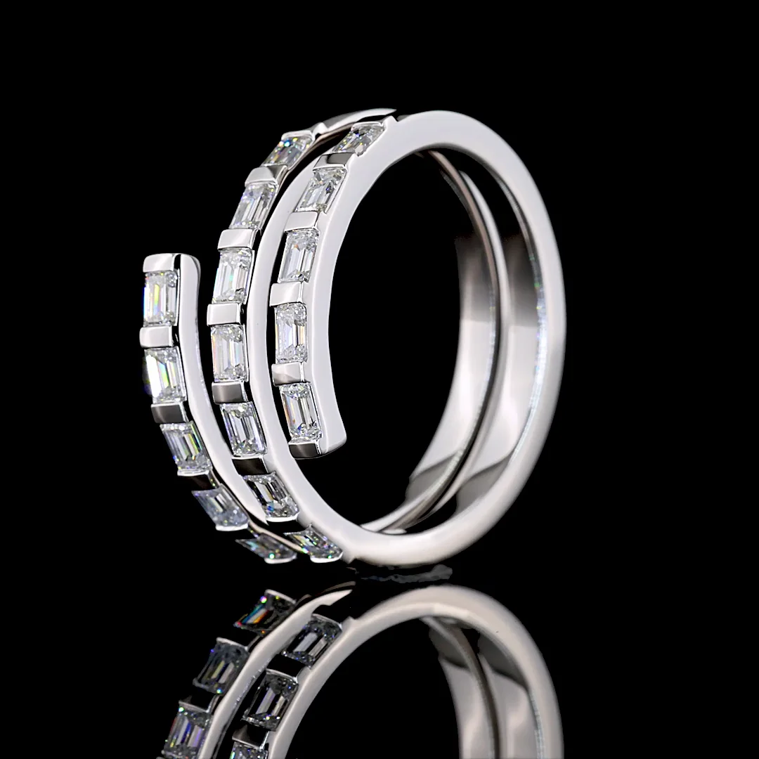 0.96 Cts 14k White Gold Emerald Shape Special Eternity Band - Image 4