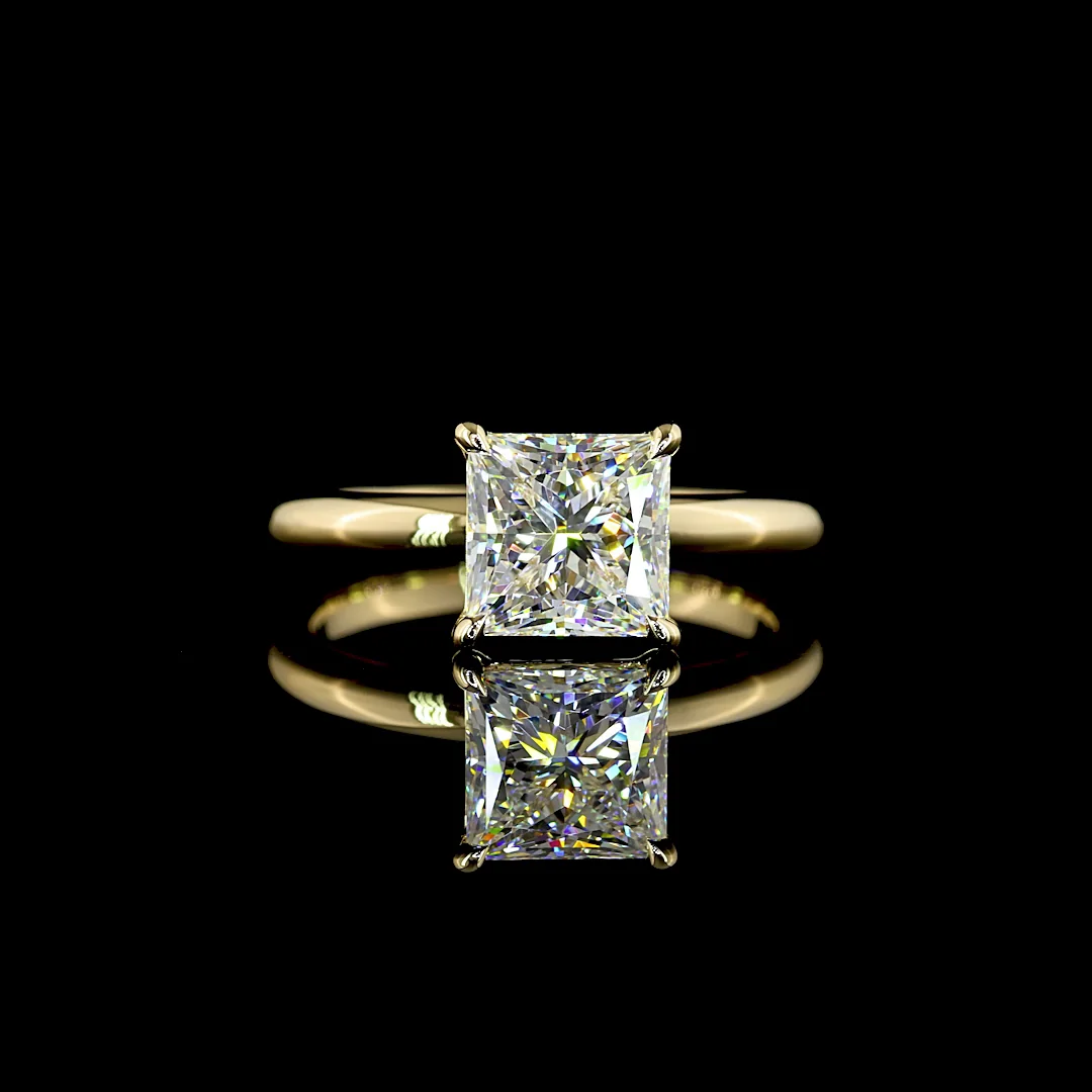 2.06 Cts 14k Yellow Gold Princess Shape Solitaire Ring - Video