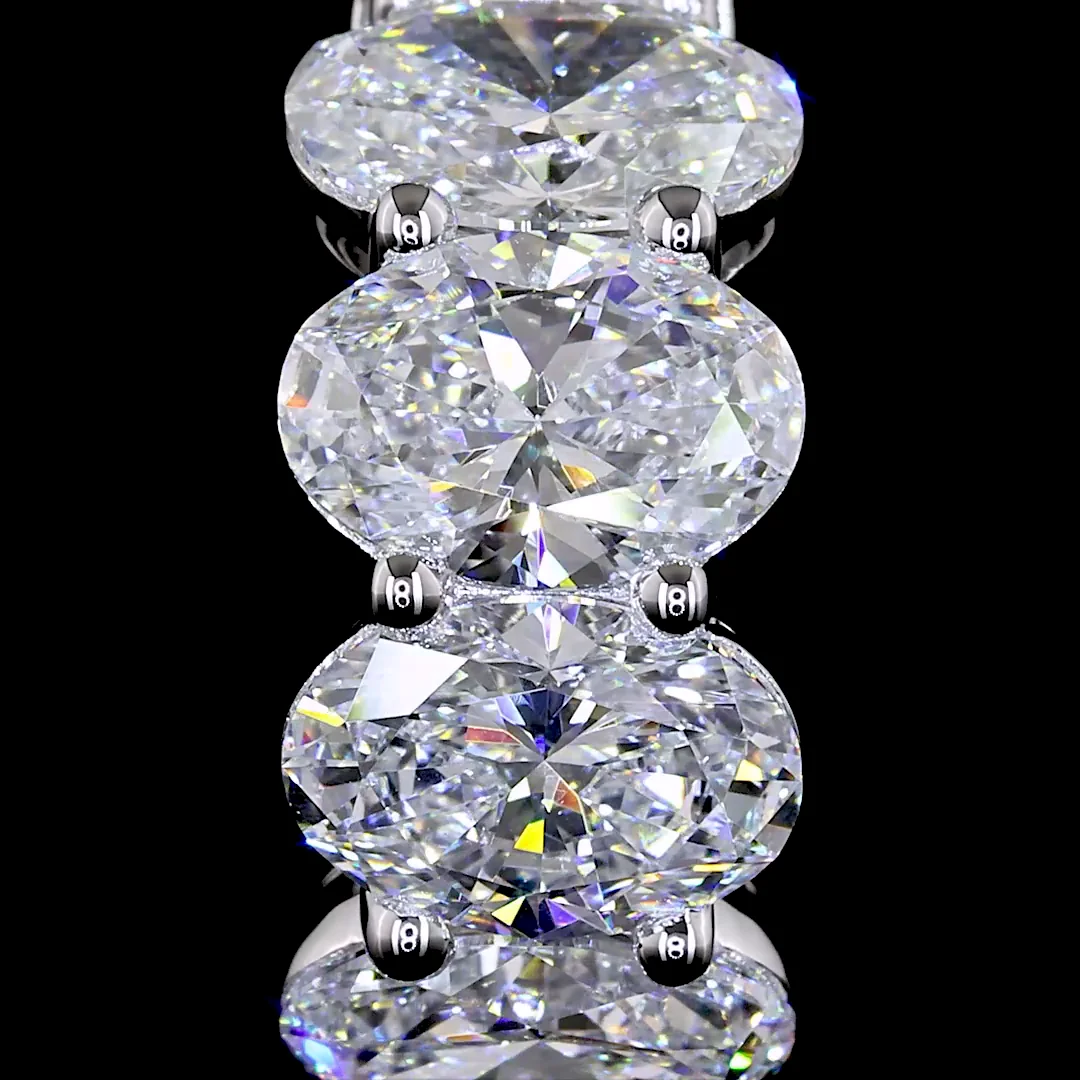 3.53 Cts 14k White Gold Oval Shape Huggies Earring - Image 3