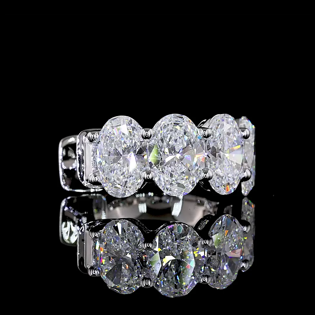 3.53 Cts 14k White Gold Oval Shape Huggies Earring - Image 4