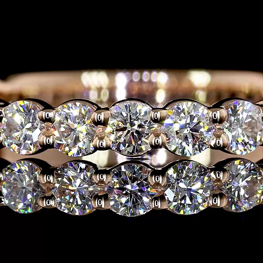 0.73 Cts 14k Rose Gold Round Shape 3/4 Band Eternity Band - Image 3