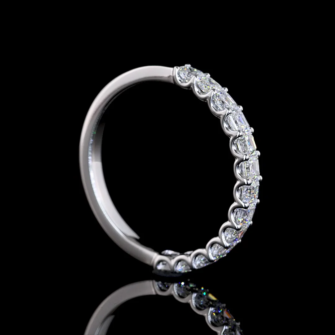 0.9 Cts 14k White Gold Asscher Shape Half Eternity Eternity Band - Image 2