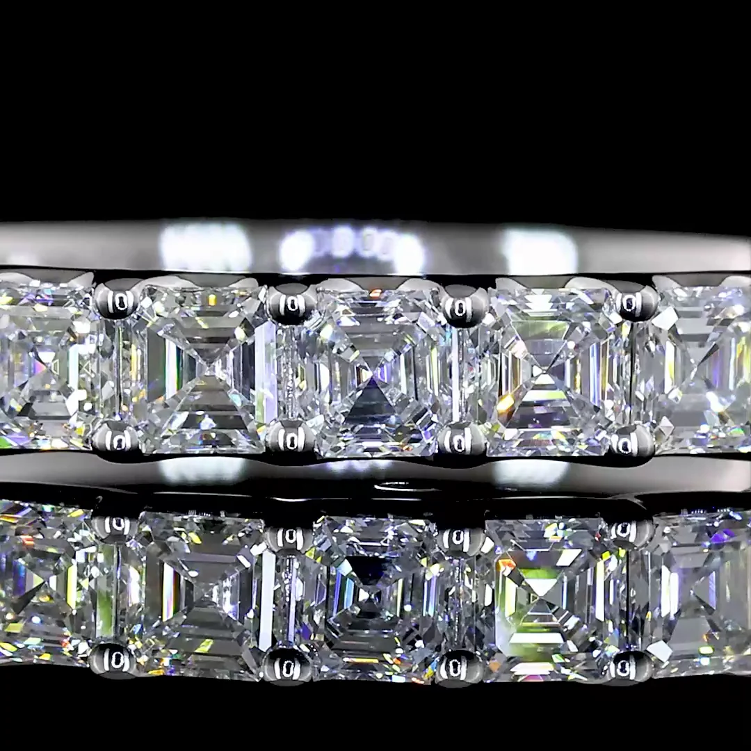 0.9 Cts 14k White Gold Asscher Shape Half Eternity Eternity Band - Image 3