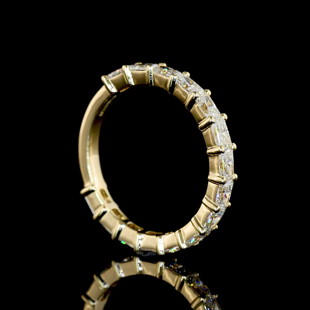 1.69 Cts 14k Yellow Gold Radiant Shape 3/4 Band Eternity Band - Image 2