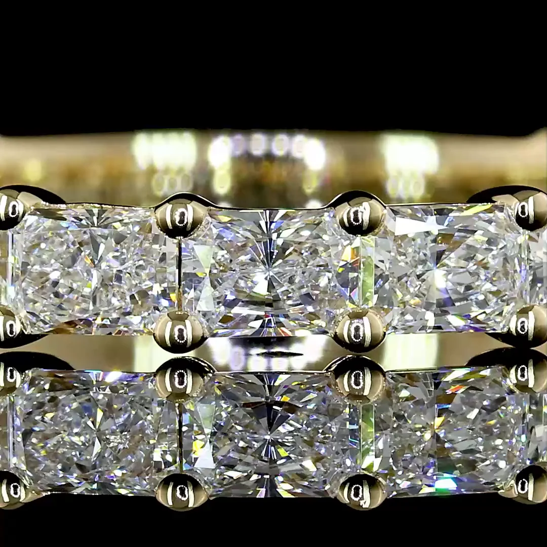 1.69 Cts 14k Yellow Gold Radiant Shape 3/4 Band Eternity Band - Image 3