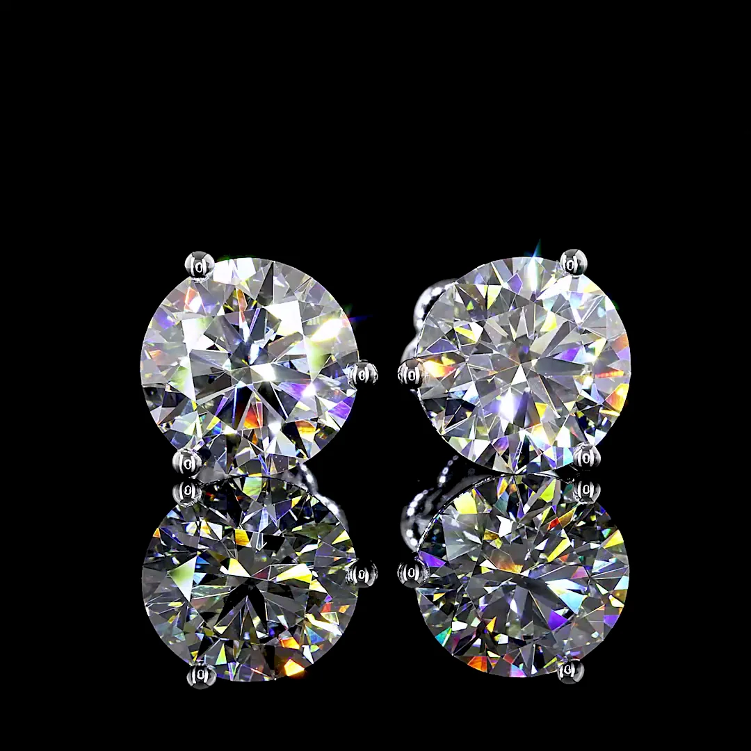 4.03 Cts 14k White Gold Round Shape Martini Earring - Video