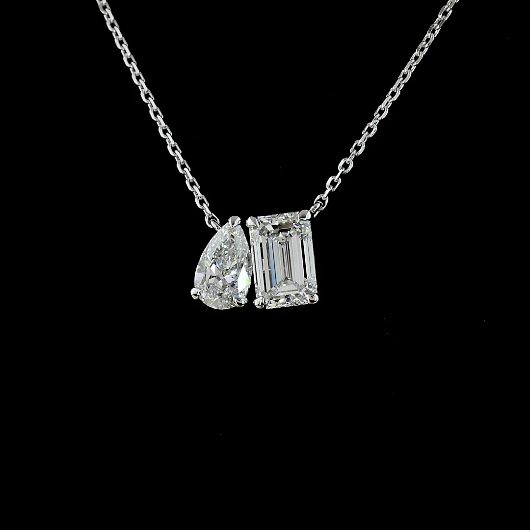 1.62 Cts 14k White Gold Mix Shape Pendant Pendant - Image 3