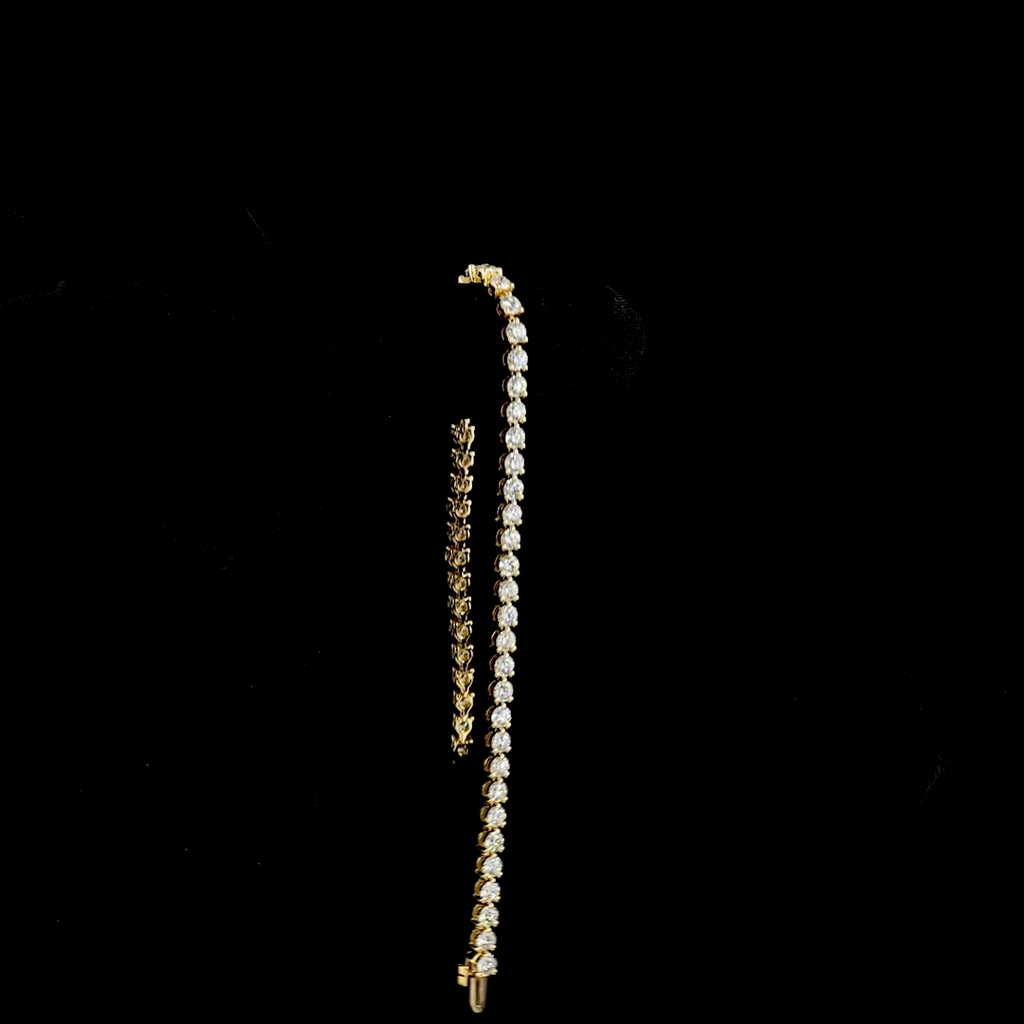 5.52 Cts 14k Yellow Gold Round Shape Tennis Bracelet - Image 3