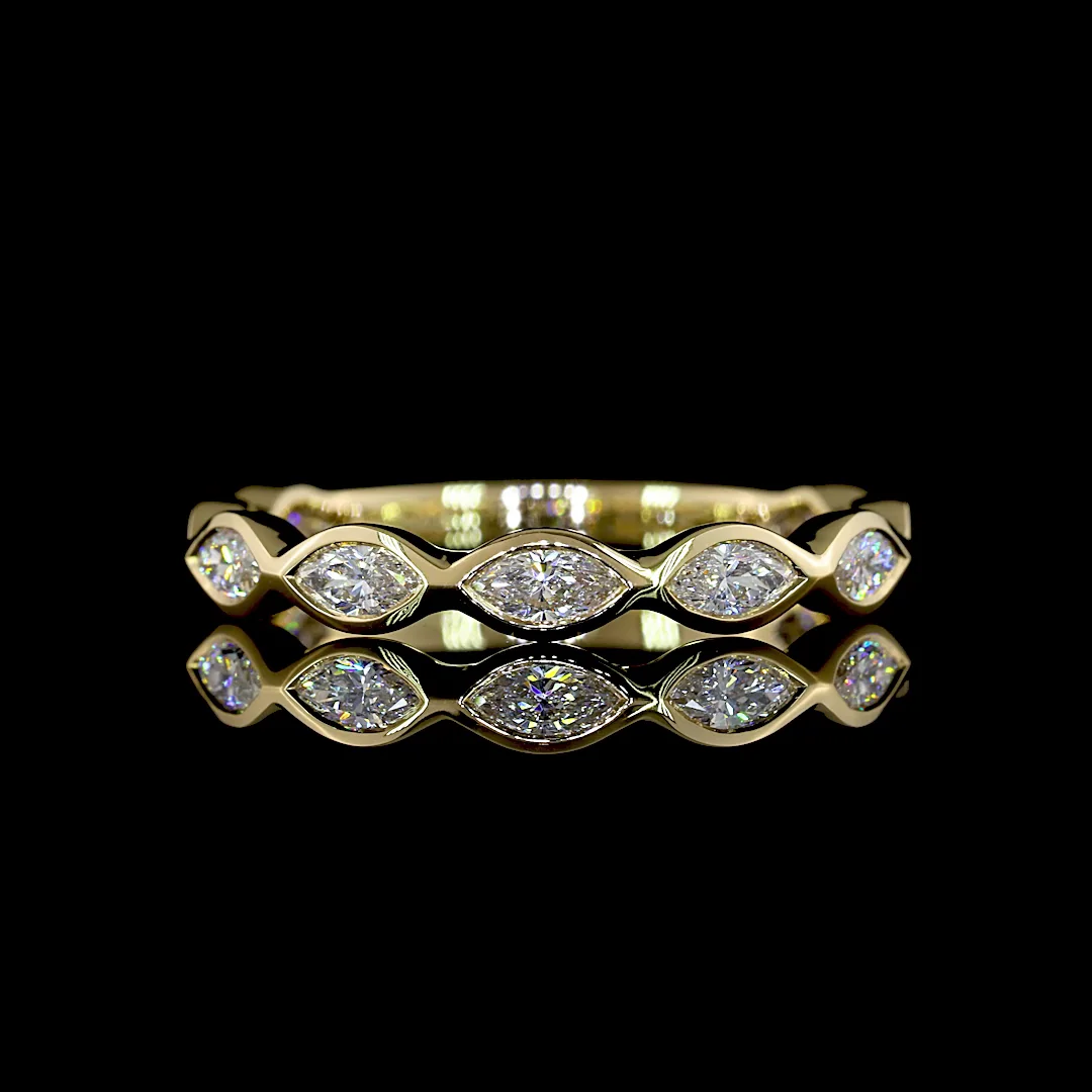 0.69 Cts 14k Yellow Gold Marquise Shape 3/4 Band Eternity Band - Video