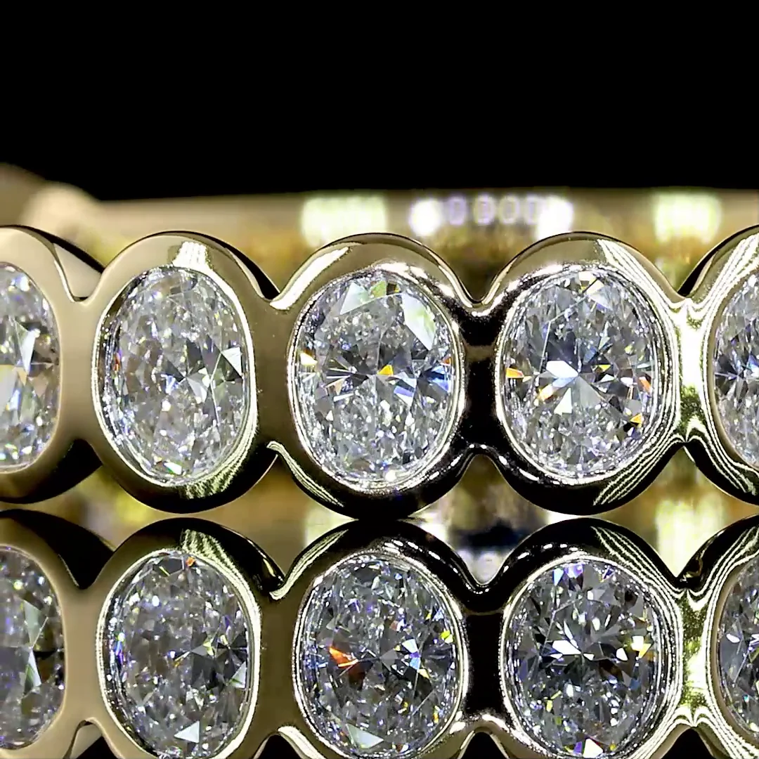 0.98 Cts 14k Yellow Gold Oval Shape 3/4 Band Eternity Band - Image 3