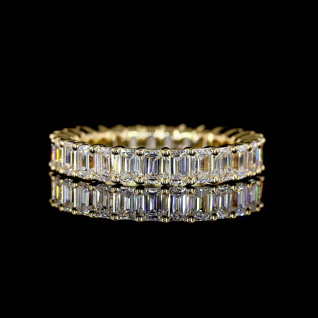 3.06 Cts 18k Yellow Gold Emerald Shape Eternity Band Eternity Band - Video
