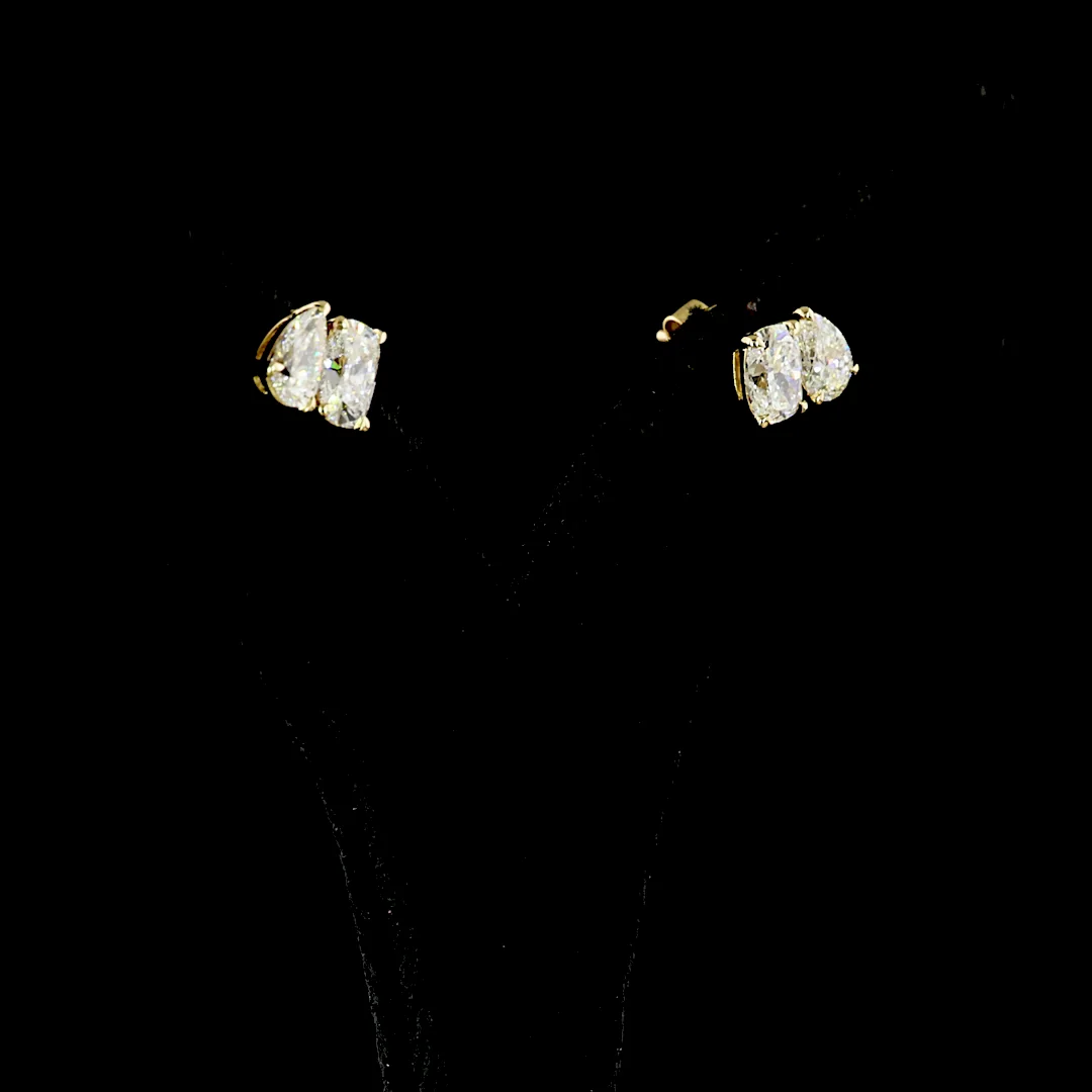 2.07 Cts 14k Yellow Gold Mix Shape Studs Earring - Image 2