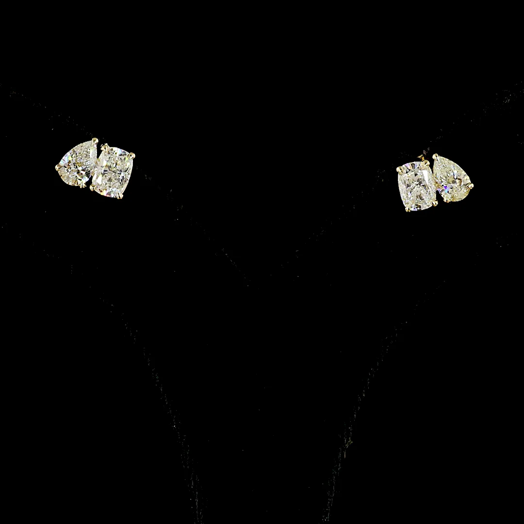 2.07 Cts 14k Yellow Gold Mix Shape Studs Earring - Video