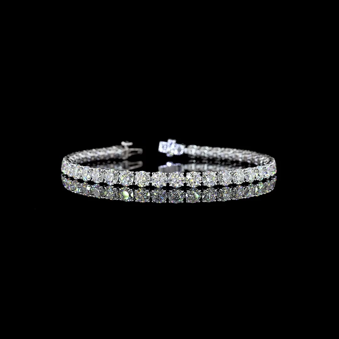 11.99 Cts 14k White Gold Round Shape Tennis Bracelet - Video