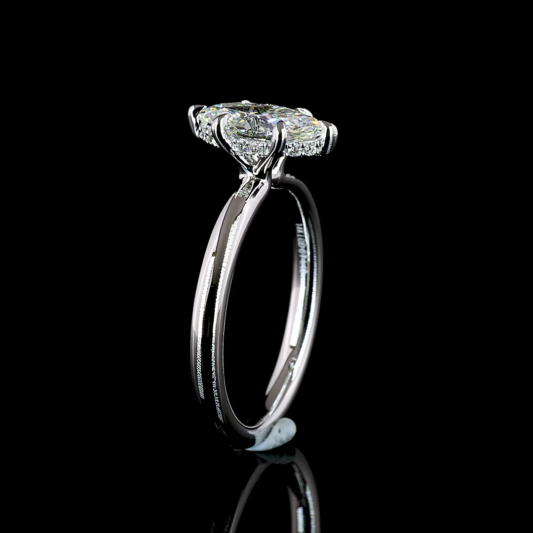 1.13 Cts 14k White Gold Marquise Shape Hidden Halo Ring - Image 4