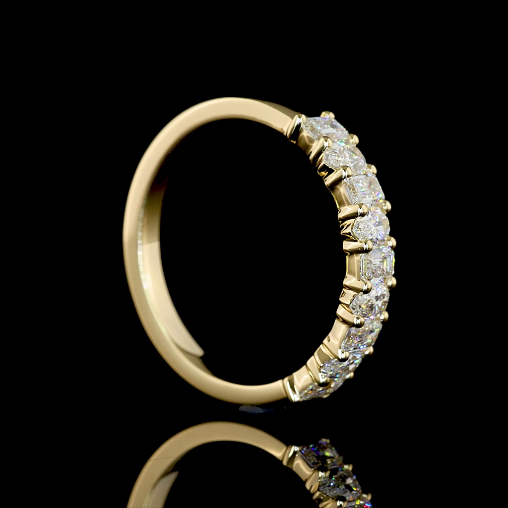 0.93 Cts 14k Yellow Gold Mix Shape 3/4 Band Eternity Band - Image 2