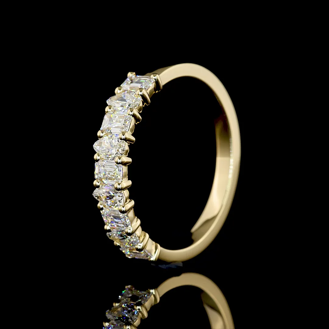 0.93 Cts 14k Yellow Gold Mix Shape 3/4 Band Eternity Band - Image 4