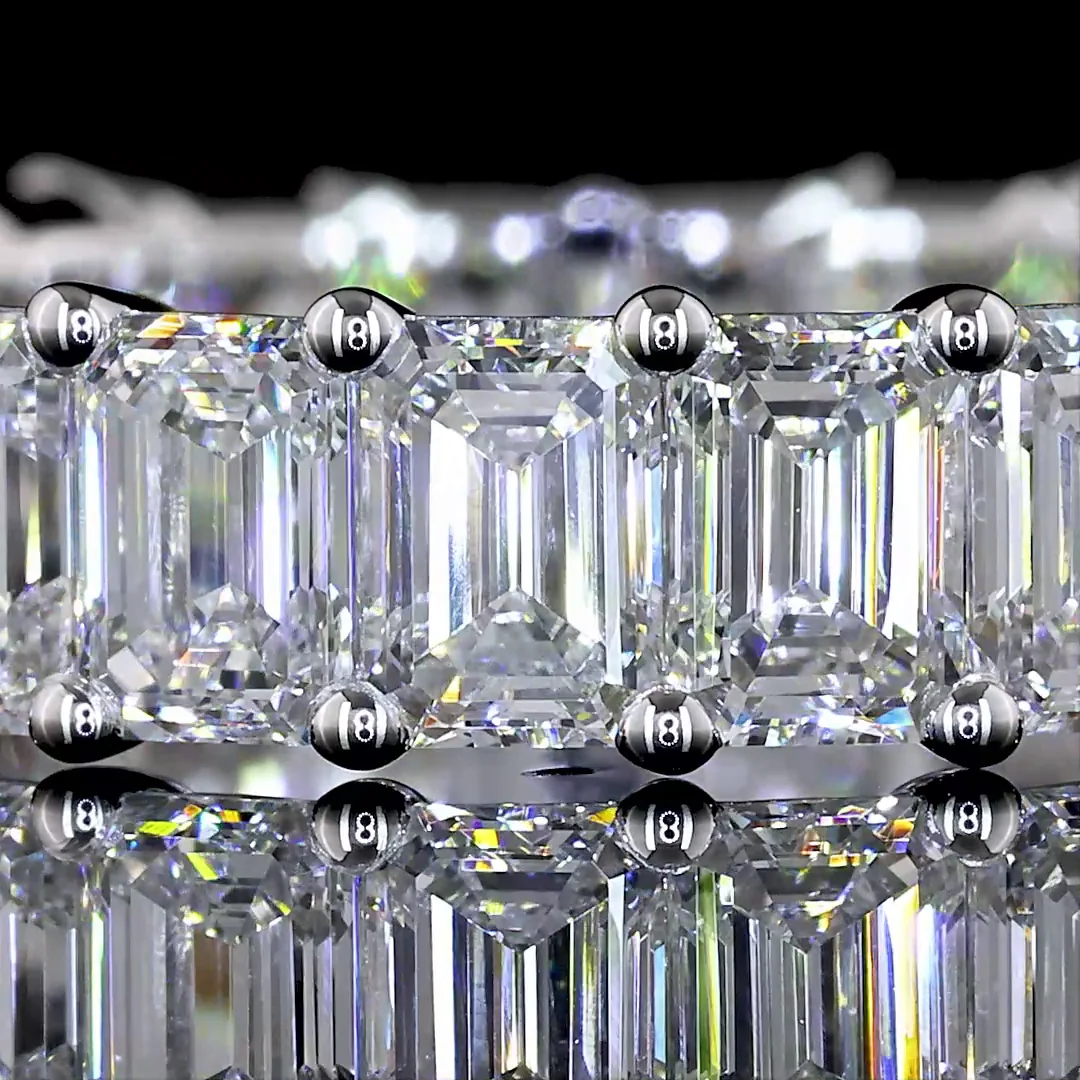 5.09 Cts 14k White Gold Emerald Shape Eternity Band Eternity Band - Image 3