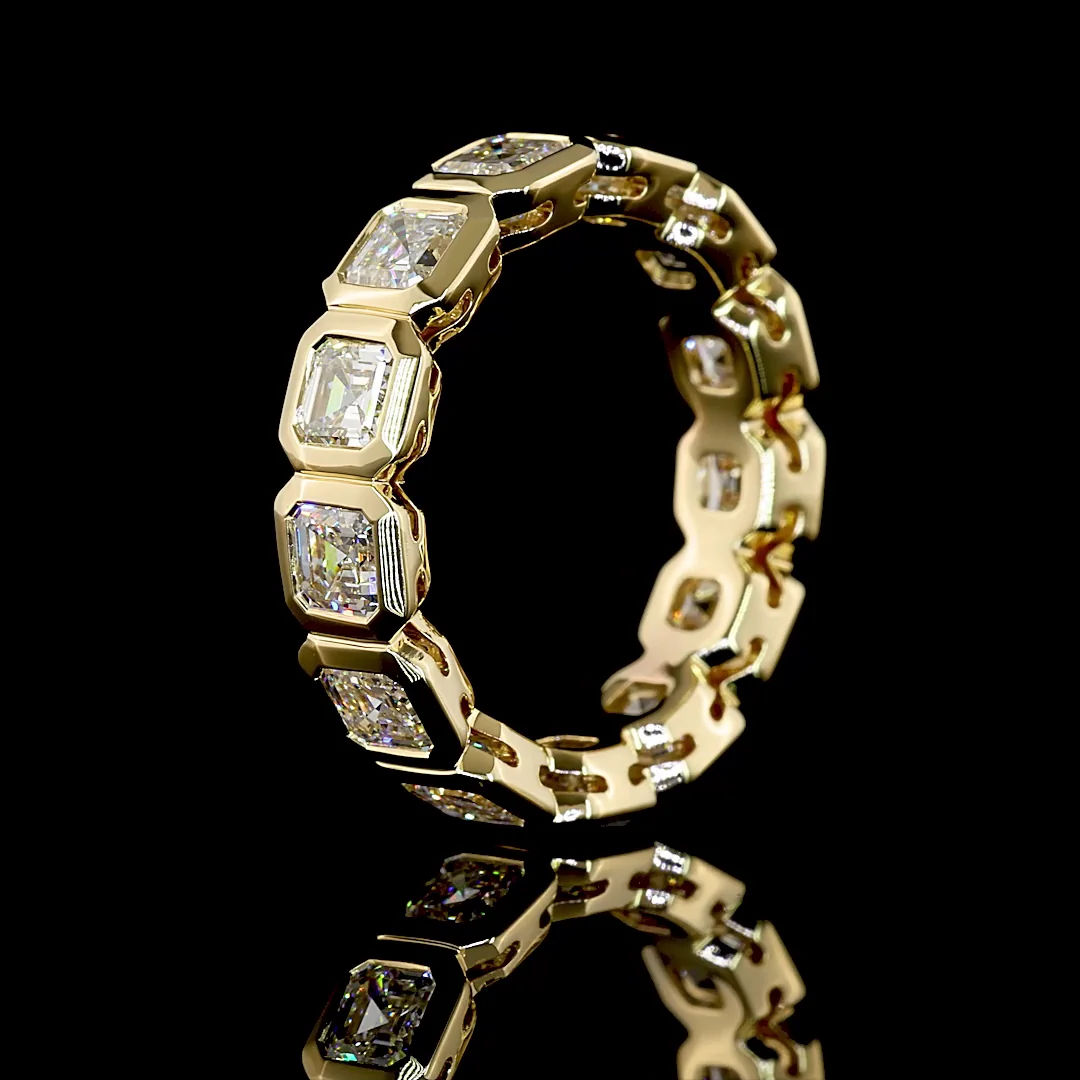 4.01 Cts 14k Yellow Gold Asscher Shape Eternity Band Eternity Band - Image 4