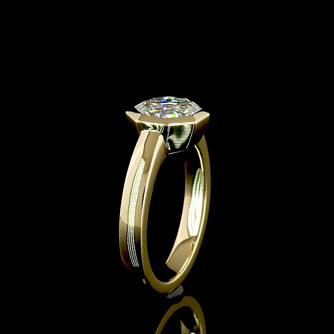 2.19 Cts 14k Yellow Gold Octagon Shape Solitaire Ring - Image 4