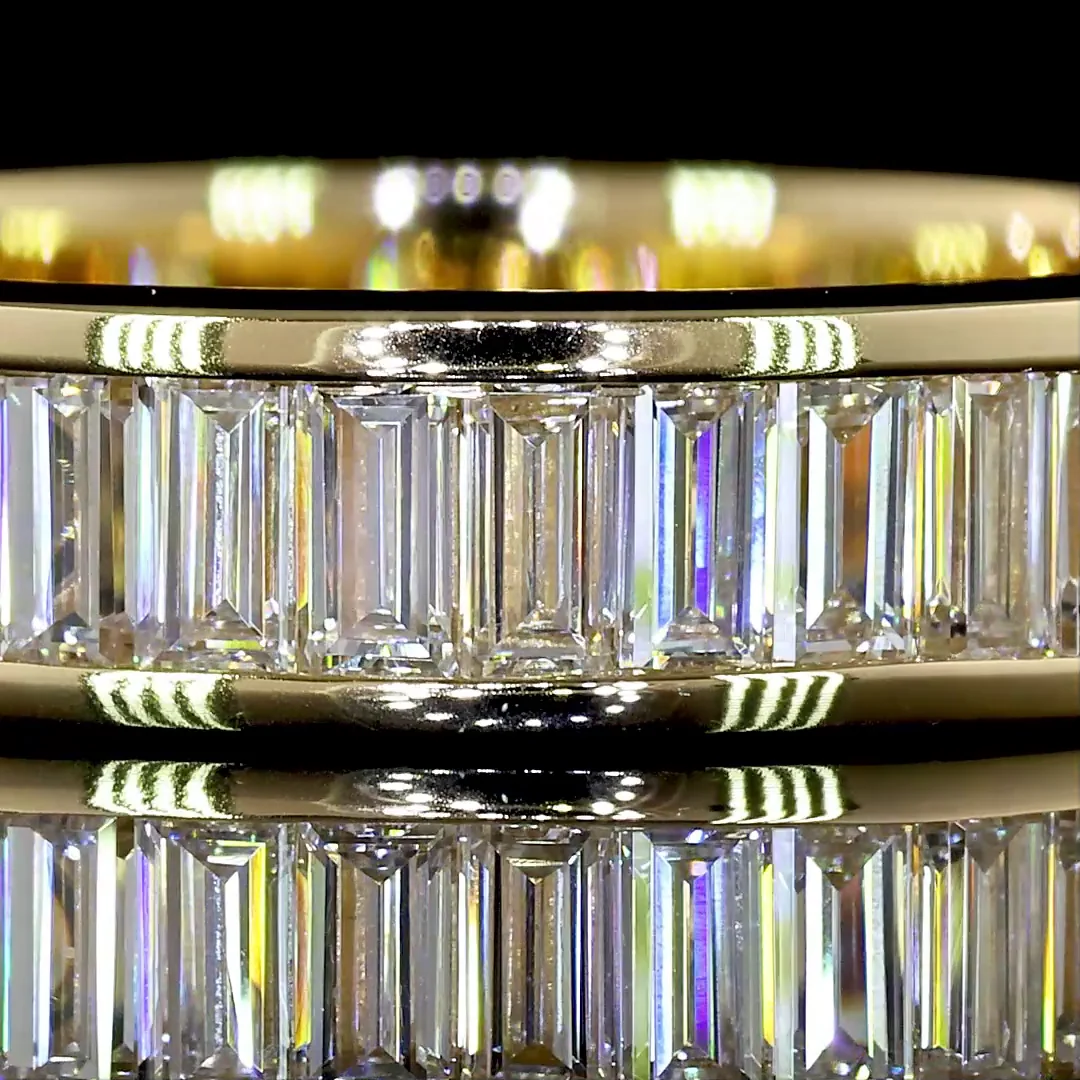 1.58 Cts 14k Yellow Gold Baguette Shape 3/4 Band Eternity Band - Image 3