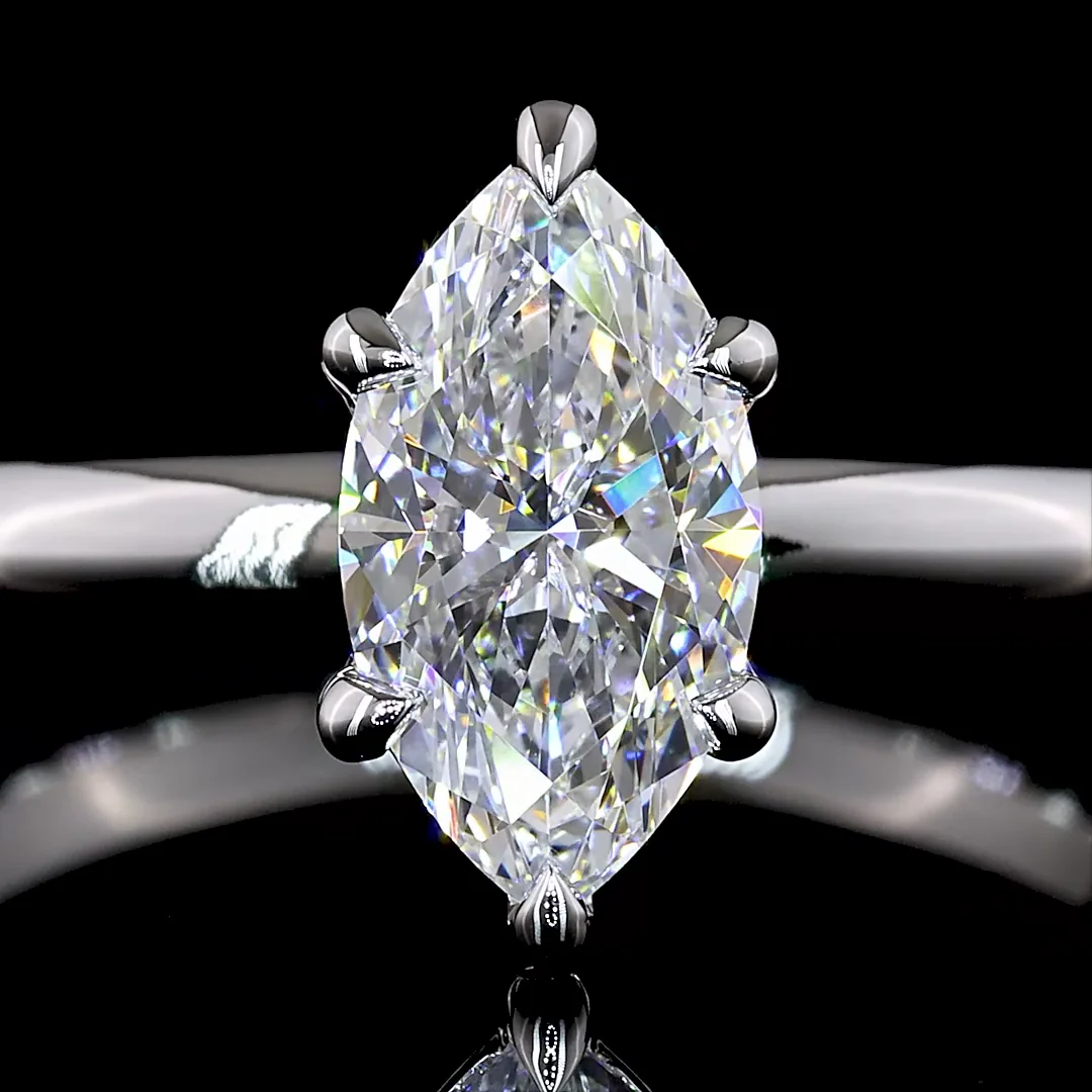 1.04 Cts 14k White Gold Marquise Shape Solitaire Ring - Image 3