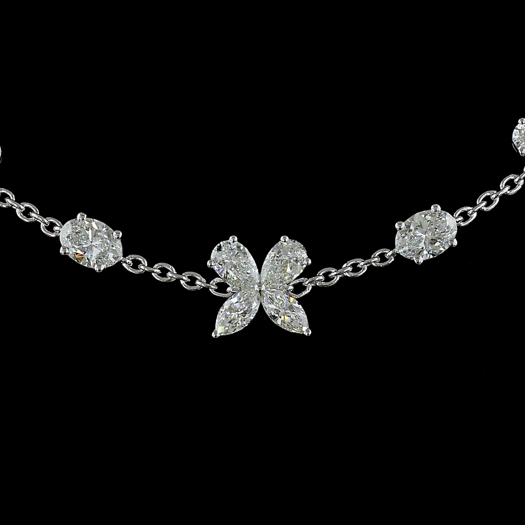 5.1 Cts 14k White Gold Mix Shape Station Necklace - Image 3