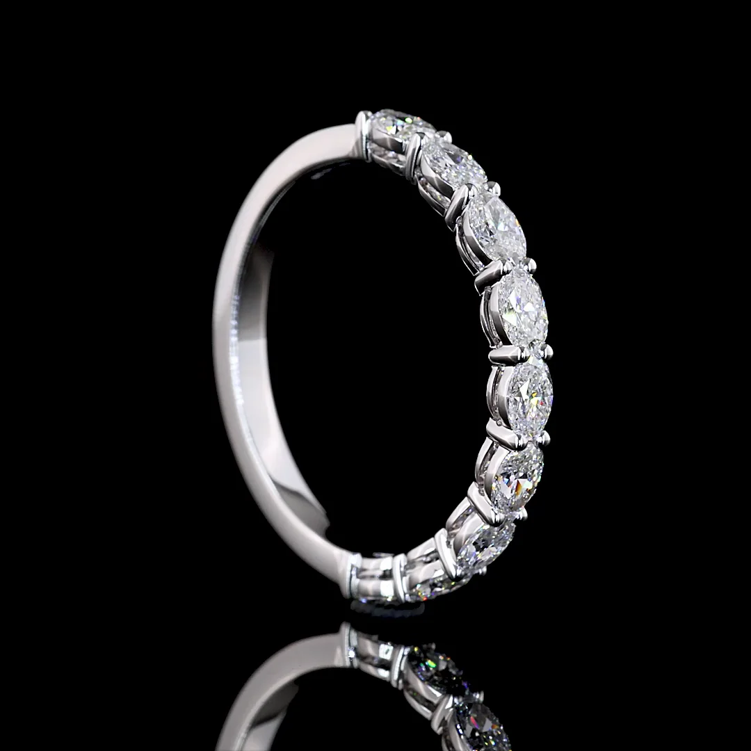 0.86 Cts 14k White Gold Oval Shape Half Eternity Eternity Band - Image 2