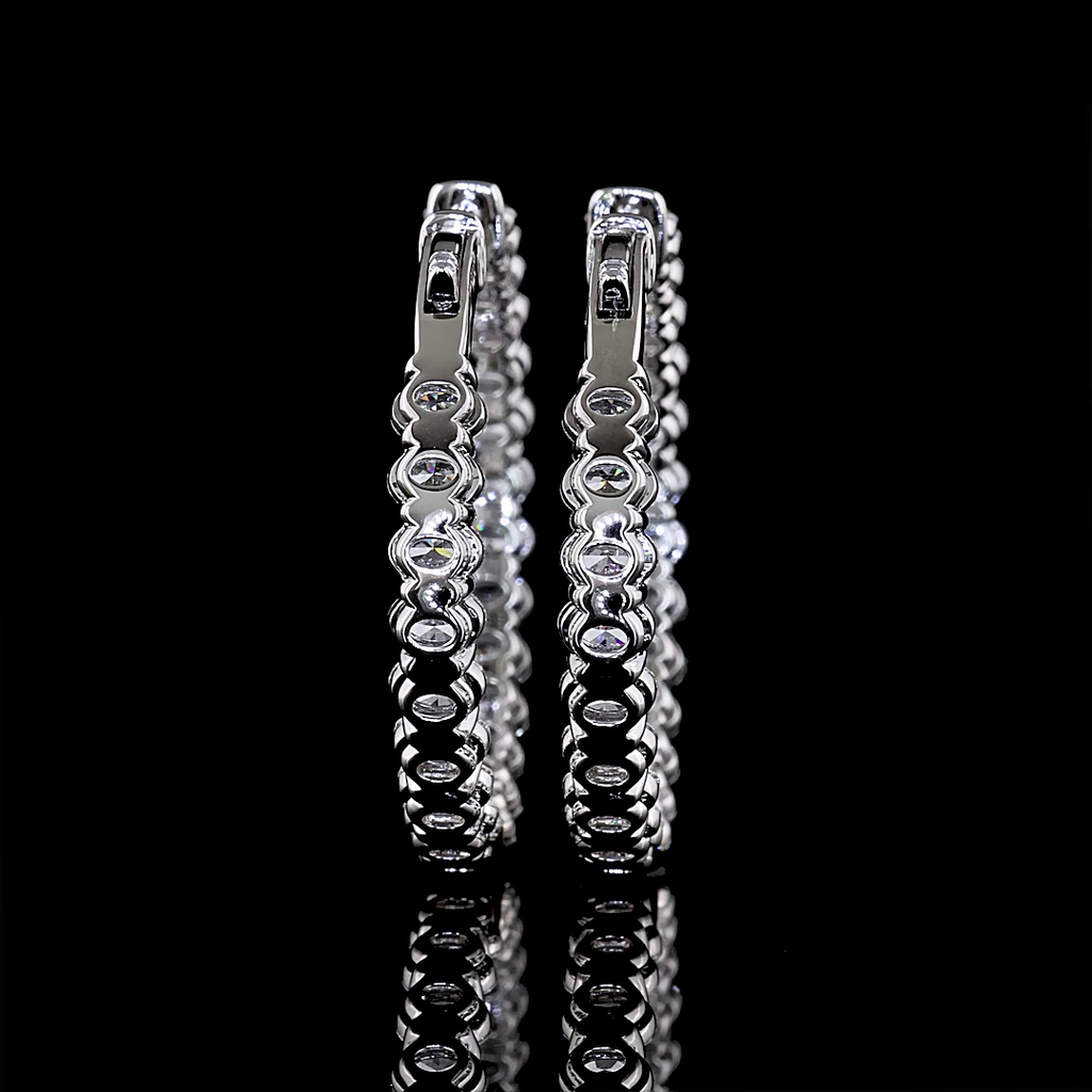 4.93 Cts 14k White Gold Oval Shape Hoops Earring - Image 4