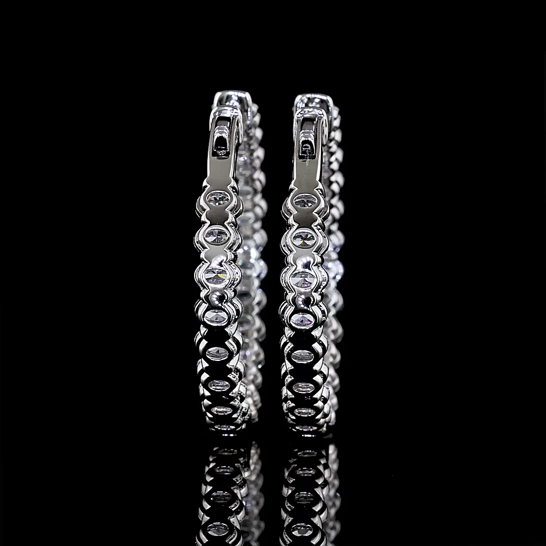 4.93 Cts 14k White Gold Oval Shape Hoops Earring - Image 4