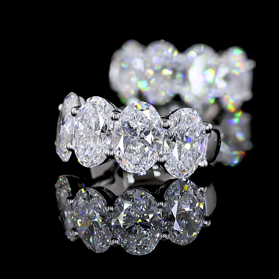 3.59 Cts 14k White Gold Oval Shape Huggies Earring - Image 2