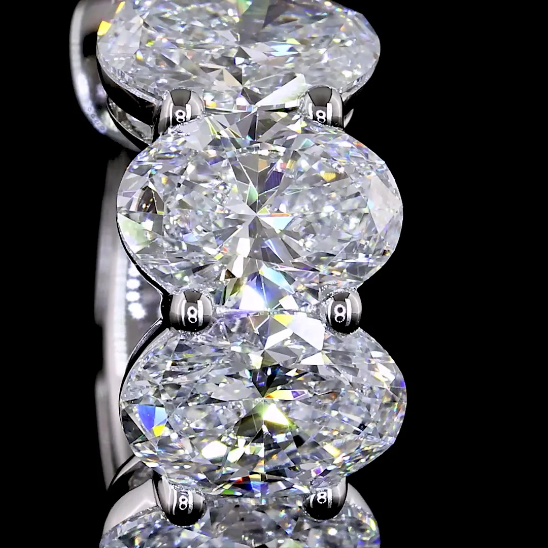 3.59 Cts 14k White Gold Oval Shape Huggies Earring - Image 3