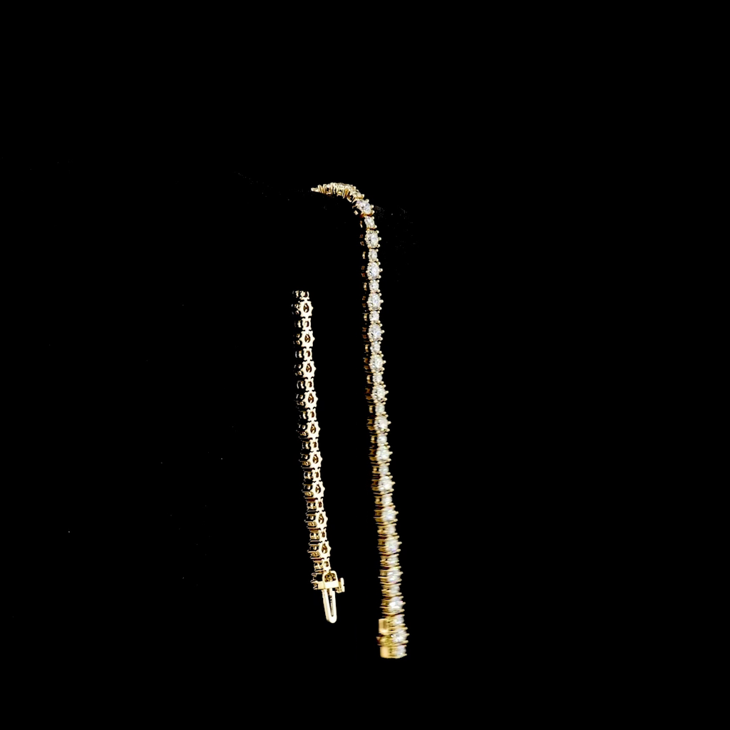 6.08 Cts 14k Yellow Gold Round Shape Station Line Tennis Bracelet - Image 3