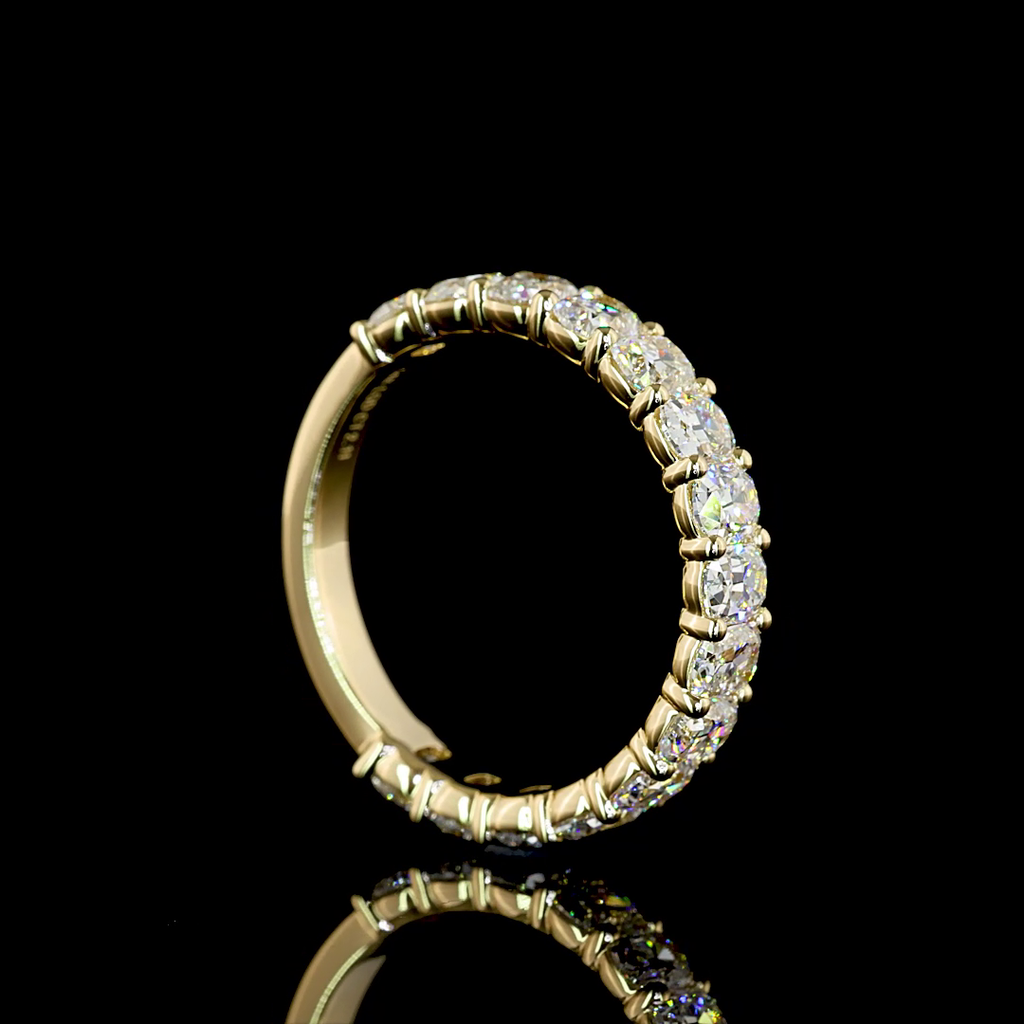2.1 Cts 14k Yellow Gold Antique Cushion Shape 3/4 Band Eternity Band - Image 2
