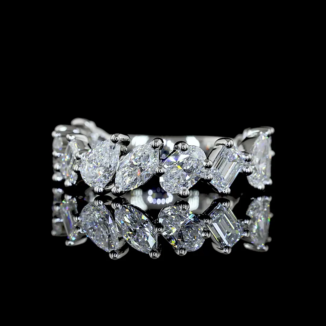 2.08 Cts Platinum Mix Shape 3/4 Band Eternity Band - Video